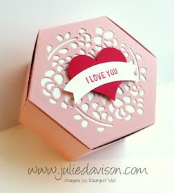 Stampin' Up! Valentine Window Box from 2017 Occasions Catalog , Thoughtful Banners "I love you" tag #stampinup www.juliedavison.com