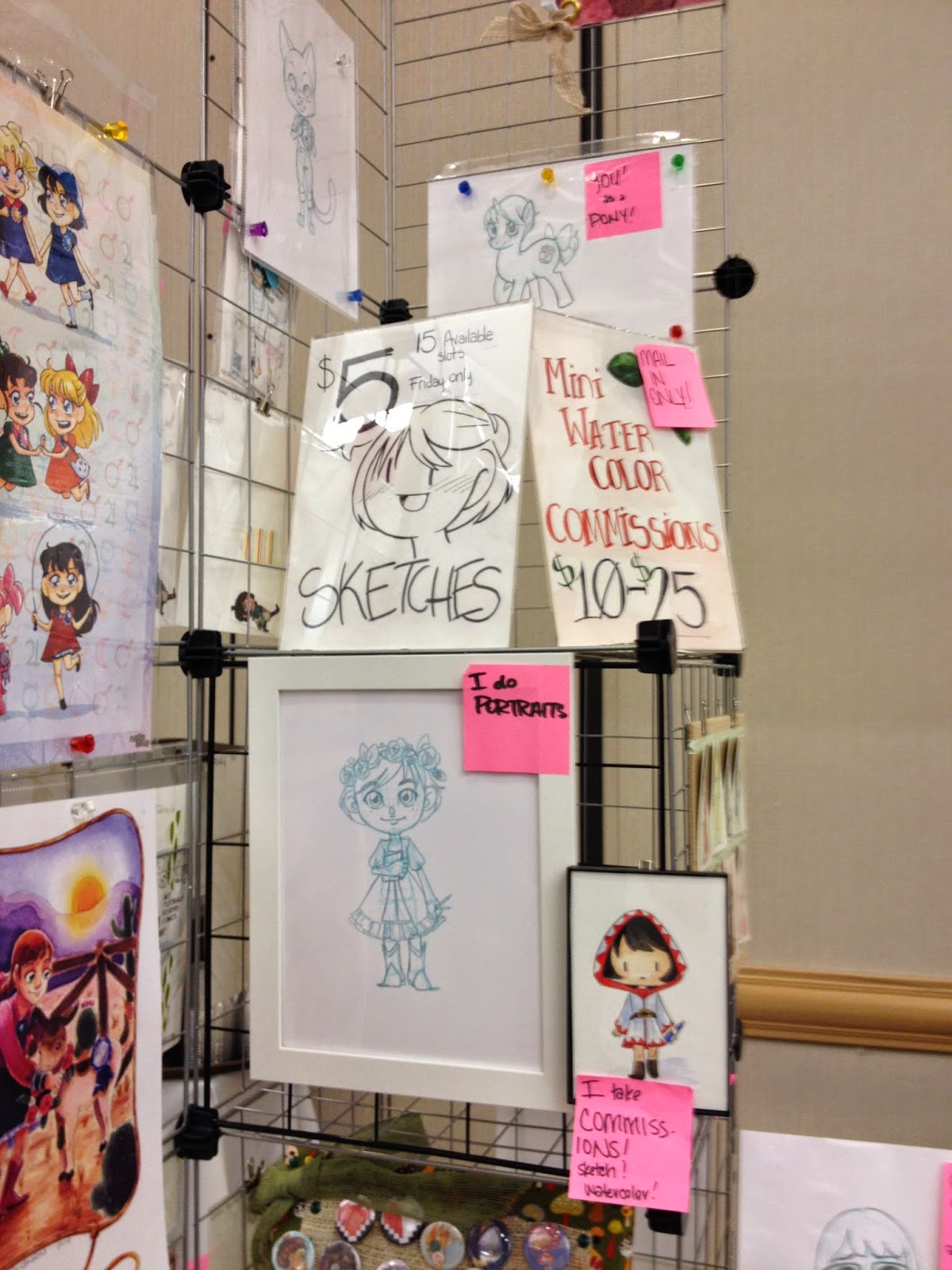 Nattosoup's commission display at Anime Blast Chattanooga commission display, Nattosoup, Anime Blast Chattanooga
