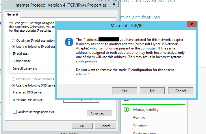 HYPER-V network adapter duplicate