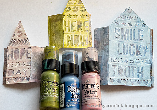 Layers of ink - Word Village Tutorial by Anna-Karin using Sizzix Tim Holtz Tiny Houses die.