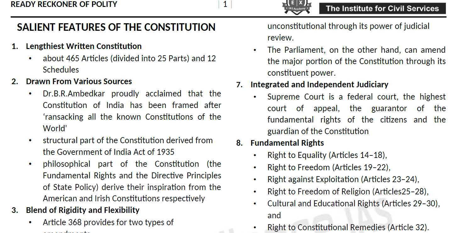 Indian Polity Handout Notes pdf