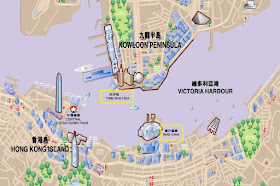 Map of Hong Kong showing the real-life location of Tsim Sha Tsui