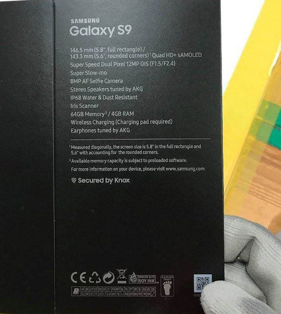 Samsung Galaxy S9 Specifications, Retail Box Leaked