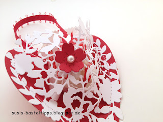 Tackernadel ist gut versteckt Stampin Up stanze blühendes herz als geschenkverpackung zu Valentin und hochzeit, hochzeitsdeko, gastgeschenk