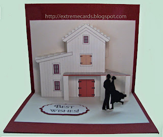 origamic architecture barn pop up card