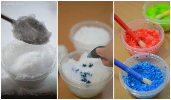 Paint WITH Snow- what a fun activity for the kids and a creative way to play with snow indoors.