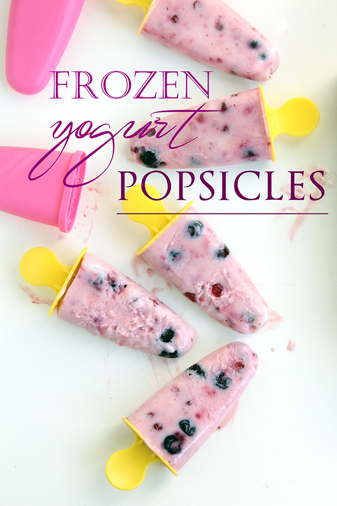 frozen yogurt popsicles with blueberries