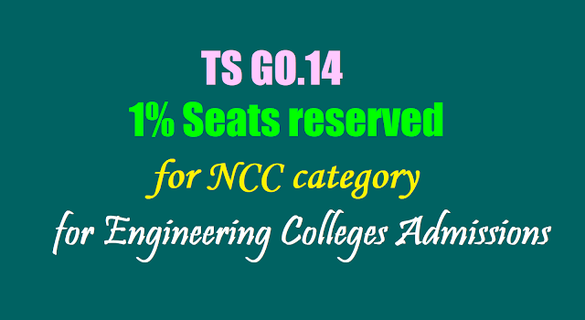 GO.14 - 1% Seats reserved for National Cadet Corps for Engineering Colleges Admissions TS EAMCET,GO.14 - 1% Seats reserved for National Cadet Corps for Engineering Colleges Admissions