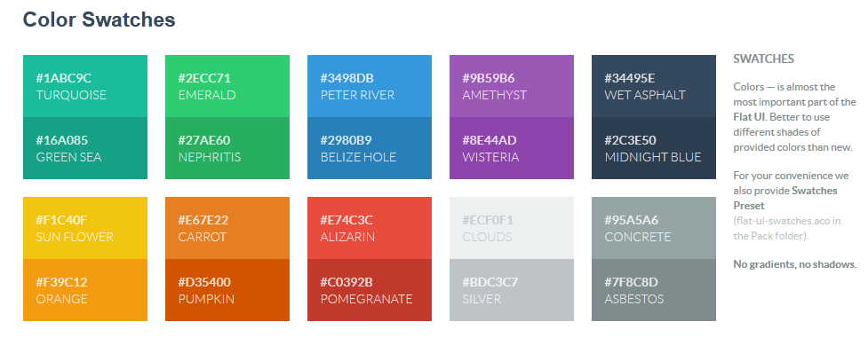 цвета для веб сайта. цветовая палитра. популярные цвета. градиент web. цветовая палитра flat.