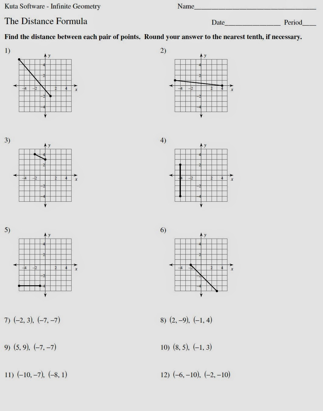 Mr. Matt's Math Classes: Assignment - The distance formula