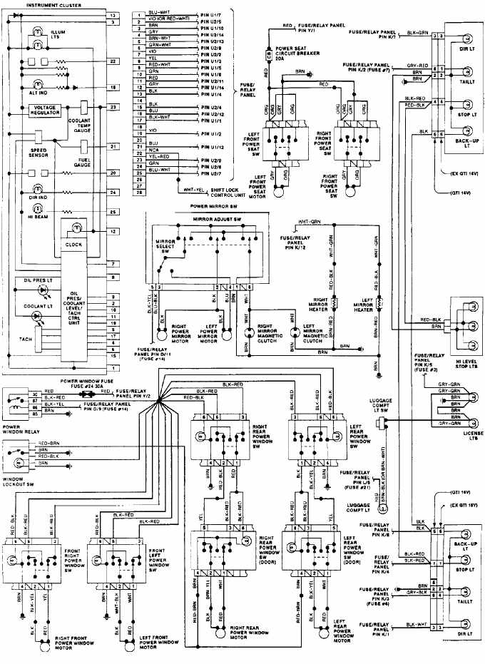 Volkswagen Gti 1992 Instrument Panel Wiring Diagram