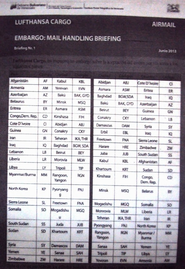Con las pinzas Lufthansa Cargo Embargo sobre la aceptación del correo