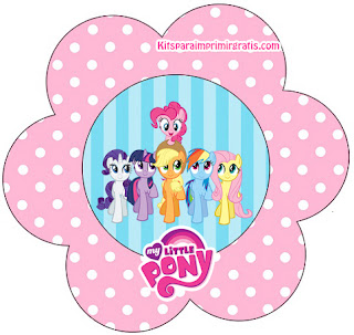 My Little Pony: Mini Kit para Imprimir Gratis. Tarjeta con forma de Flor de My Little Pony.