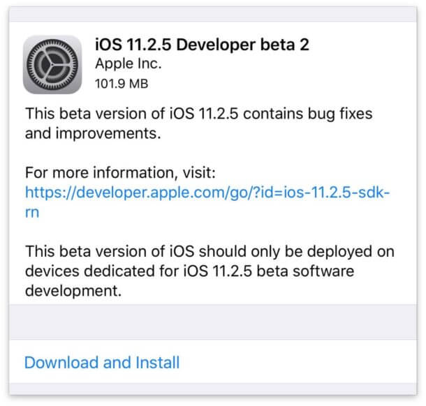 ابل تطلق iOS 11.2.5 Beta 2 للاختبار