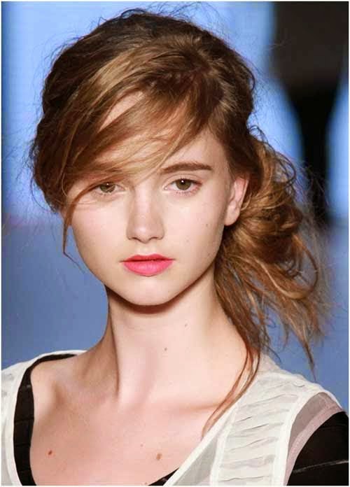 Messy Side Low Side Bun and Bangs}