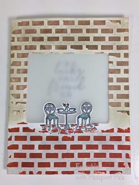 Charming Café, Window Card, Frenchie Stamps, Stampin'Up!, Brick Wall with emboss paste,