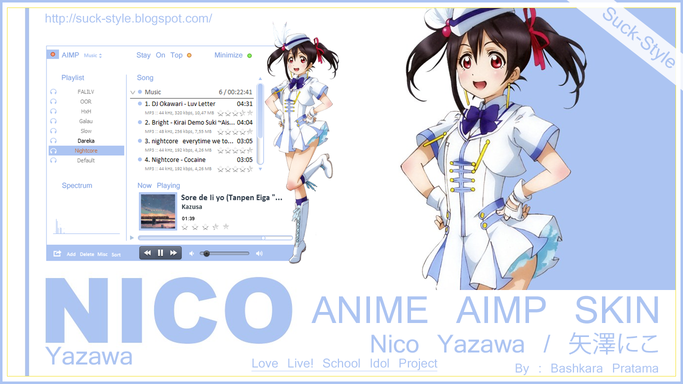 Anime AIMP Skin Nico Yazawa - Love Live! School Idol Project By Bashkara
