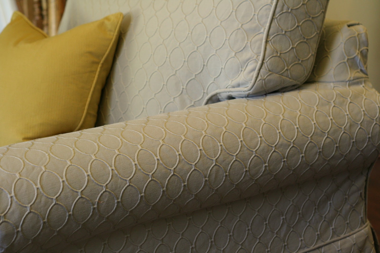 Custom Slipcovers by Shelley: Gray Oval Oversized Chair