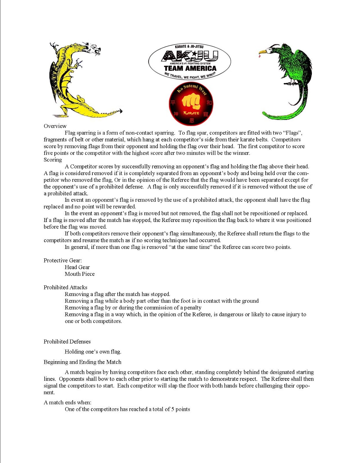 KSW Karate Flag Sparring Rules AKJU