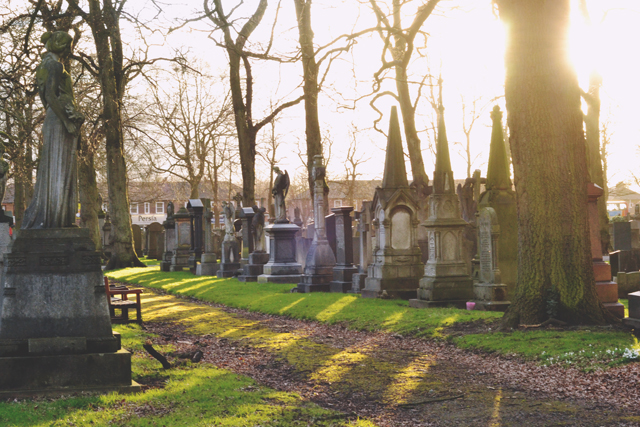 Cemetery at sunset