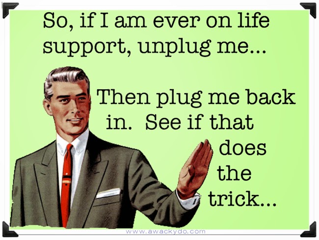 life support, unplug me, plug me back in, trick. electric, Vintage man holding his hand up.
