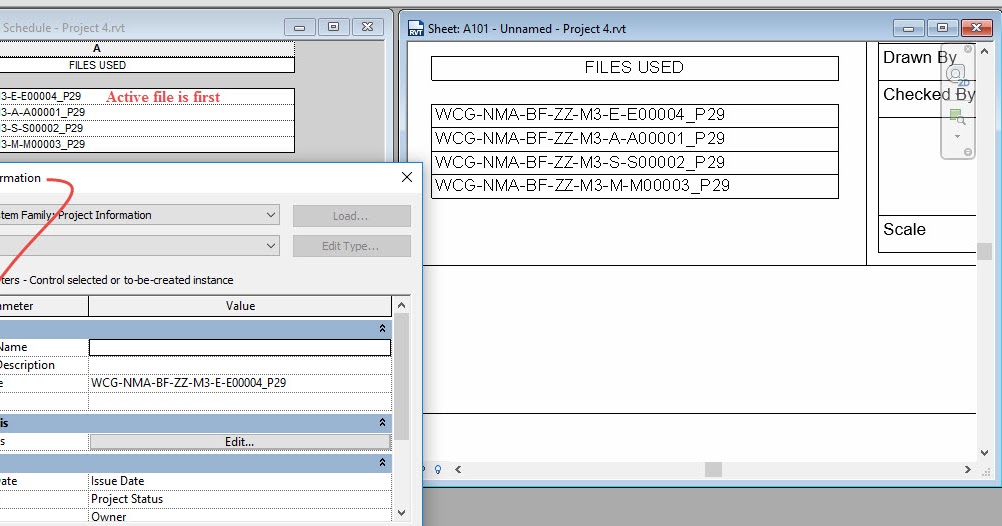 Revit OpEd Schedule Linked Files and Current File