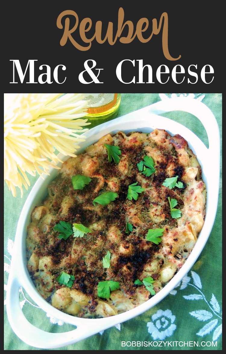 Reuben Mac and Cheese. Salty corned beef, creamy cheese sauce, and tangy sauerkraut make this mac and cheese insanely good and perfect for St Patrick's Day. From www.bobbiskozykitchen.com