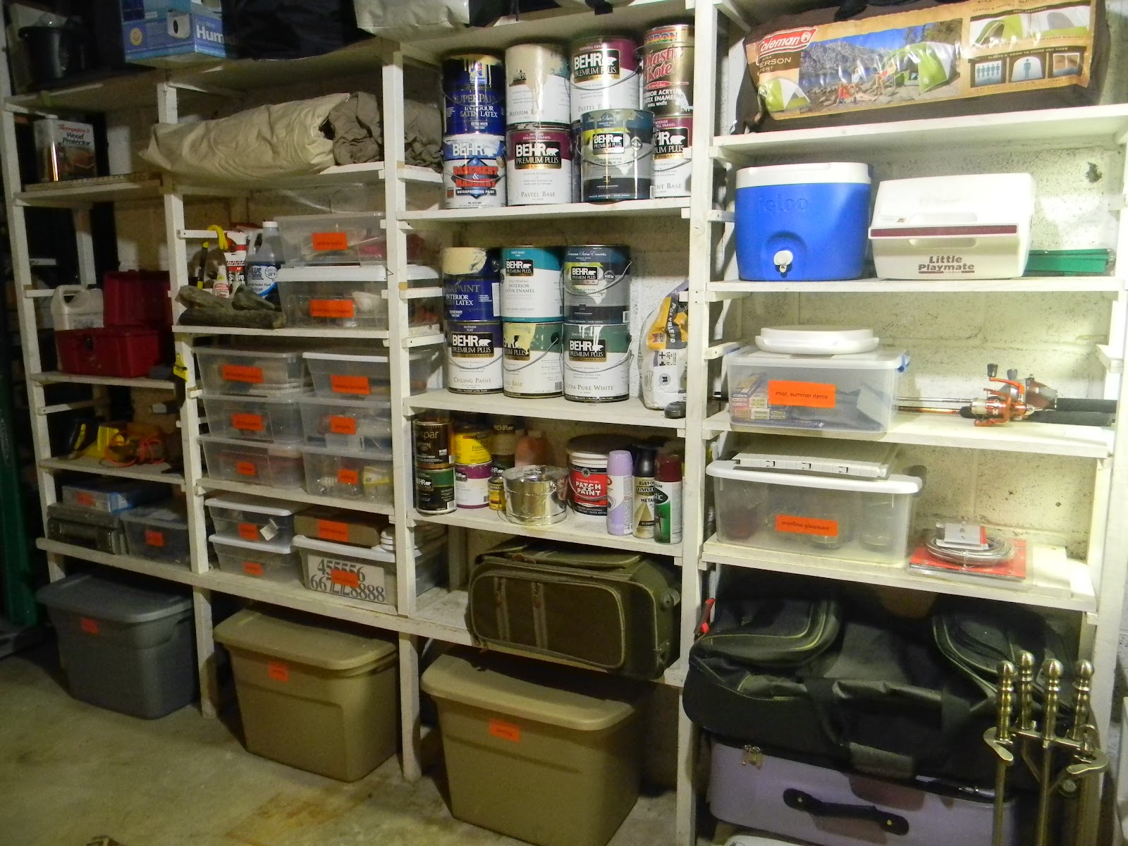 The Diligent One Basement shelf organization
