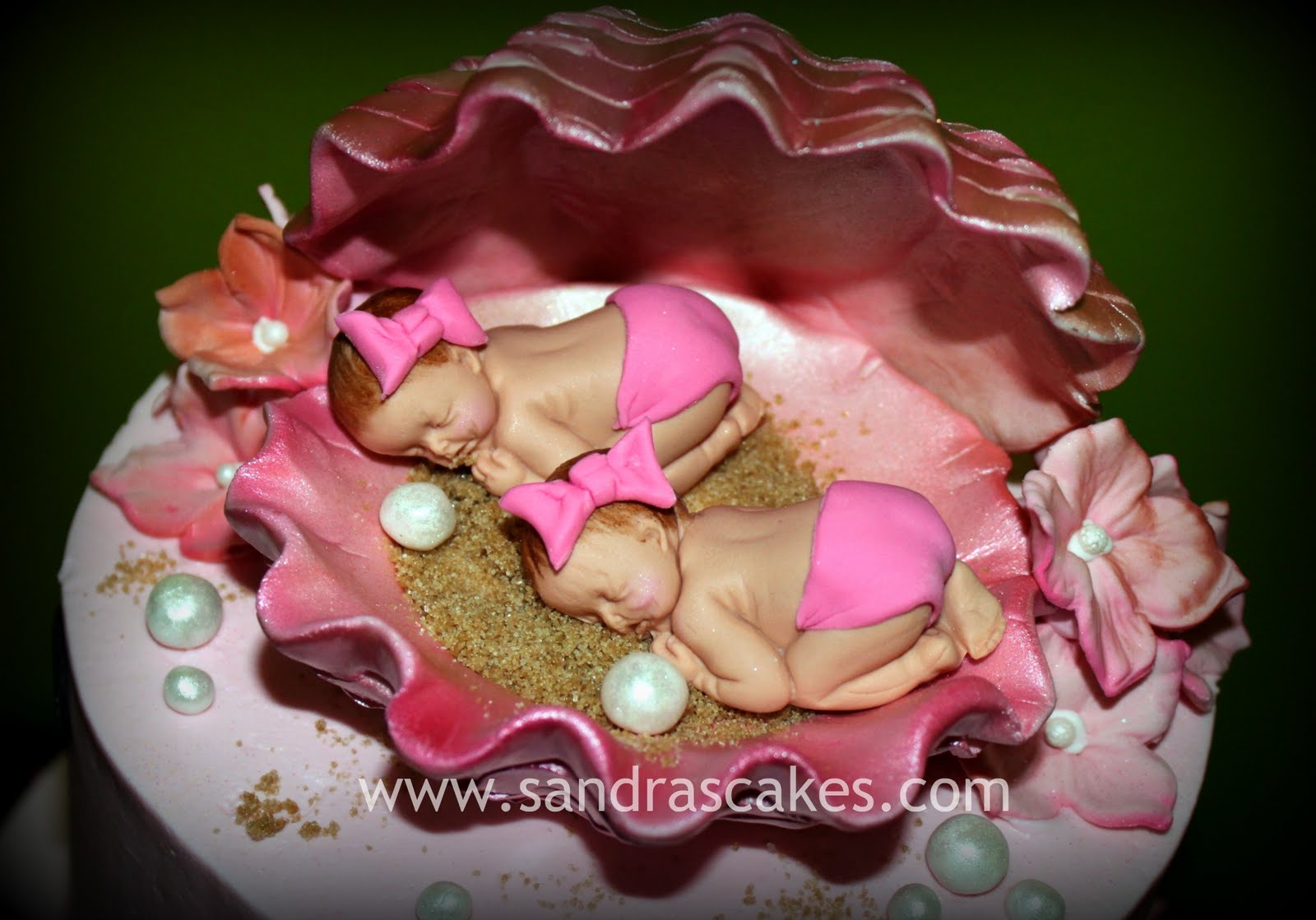 Twin Girls Baby Shower Cake