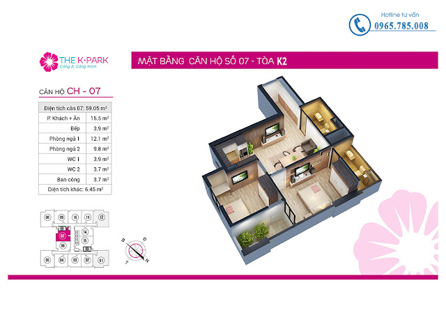 Thiết kế căn hộ số 07 tòa k2 Thiết kế căn hộ số 07 tòa k2