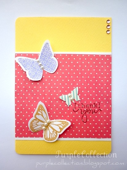 Thank You Cards, pink, buttefly