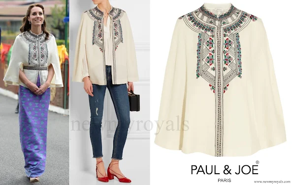 Kate Middleton wore PAUL and JOE Embroidered Wool Cape