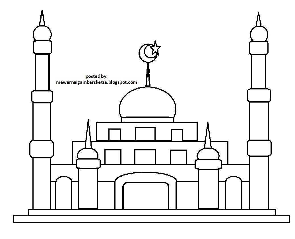 Mewarnai Gambar: Mewarnai Gambar Sketsa Masjid 23