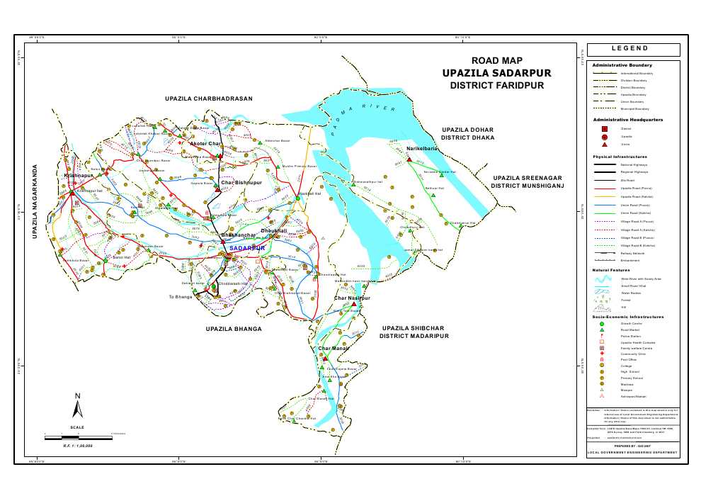Sadarpur Upazila Road Map Faridpur District Bangladesh