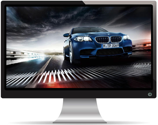 BMW M5 Bleue sur un Pont - Fond d'écran en Full HD 1080p