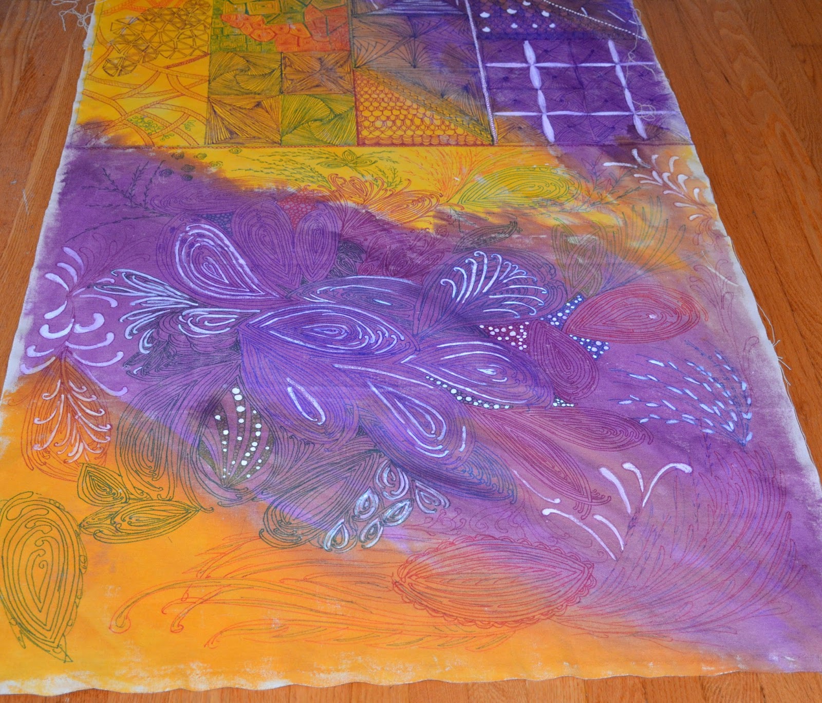 Dharmakarmaarts DIY Painted and Doodled Canvas Floor Cloth Tutorial