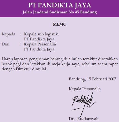 Contoh Format Surat Memo Contoh Surat
