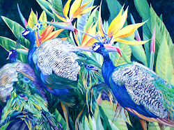 watercolor paradise birds peacocks painting mccargar catherine painter ugallery