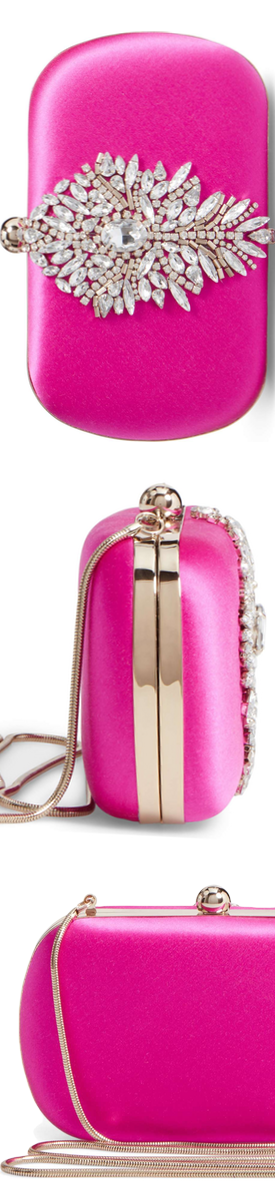 BADGLEY MISCHKA Aurora Clutch in Carmine Pink