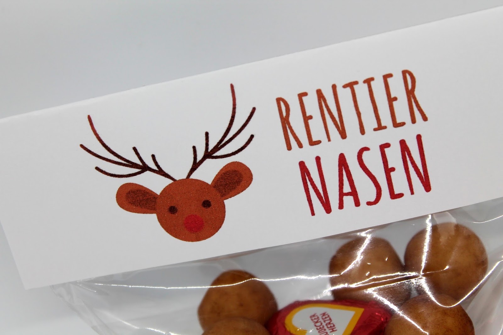DIY Rentiernasen mit gratis Printable / Last Minute Geschenkidee zu