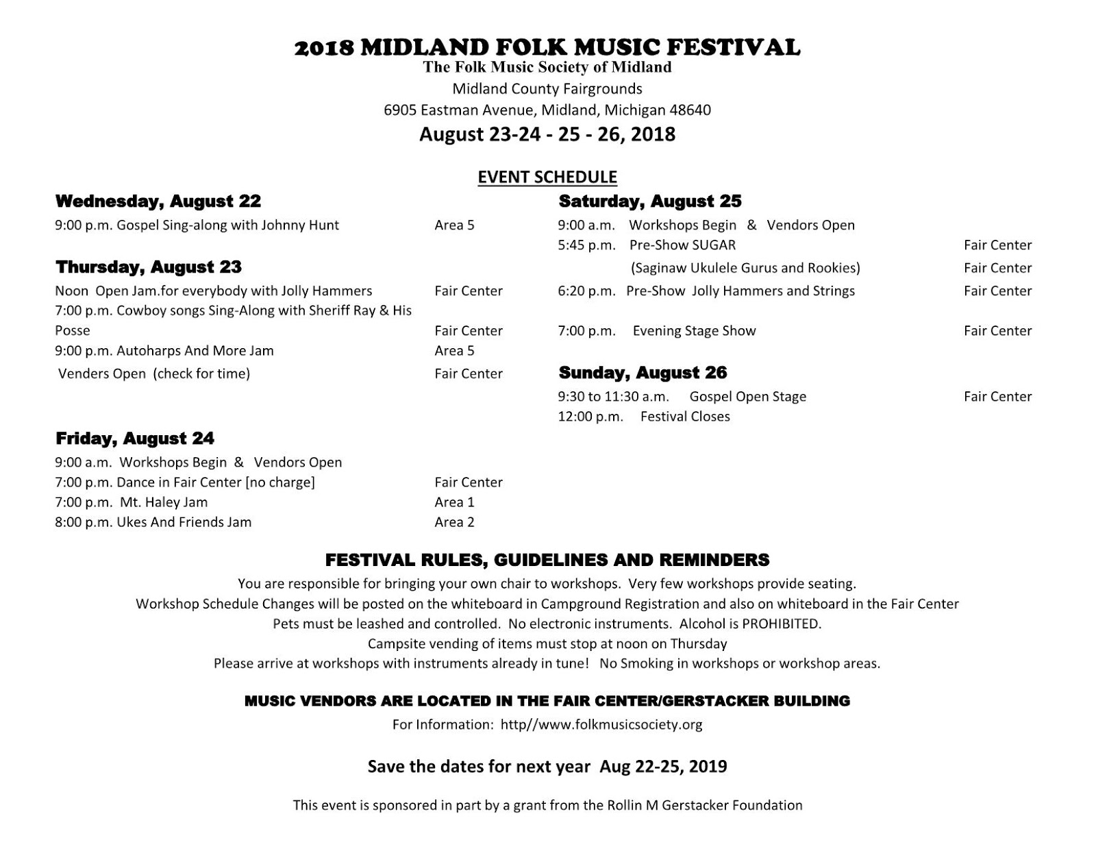 Folk Music Society of Midland: Midland Folk Music Festival