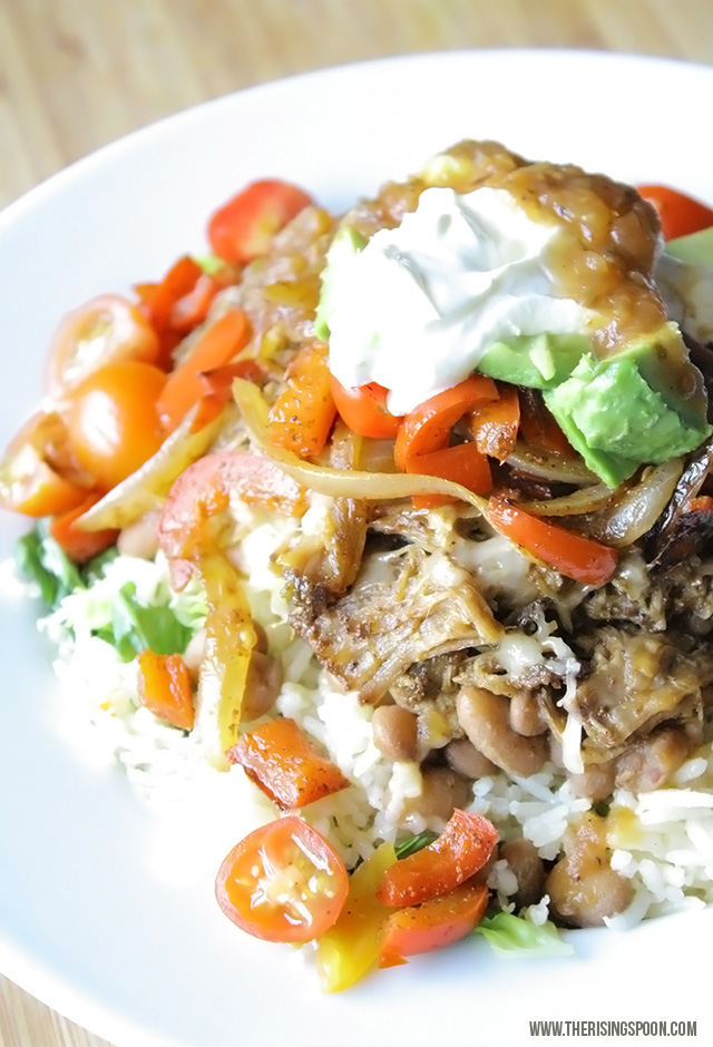 Slow Cooker Pulled Pork Burrito Bowl The Rising Spoon