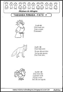 Tabuada rimada e Tabuada rimada e ilustrada fato 2