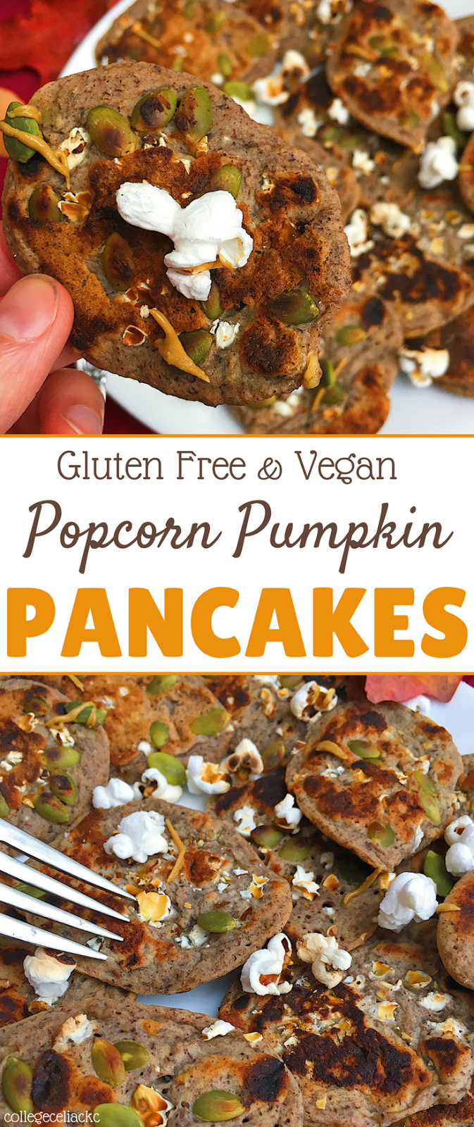 Popcorn Pumpkin Pancakes (Gluten Free, Vegan)
