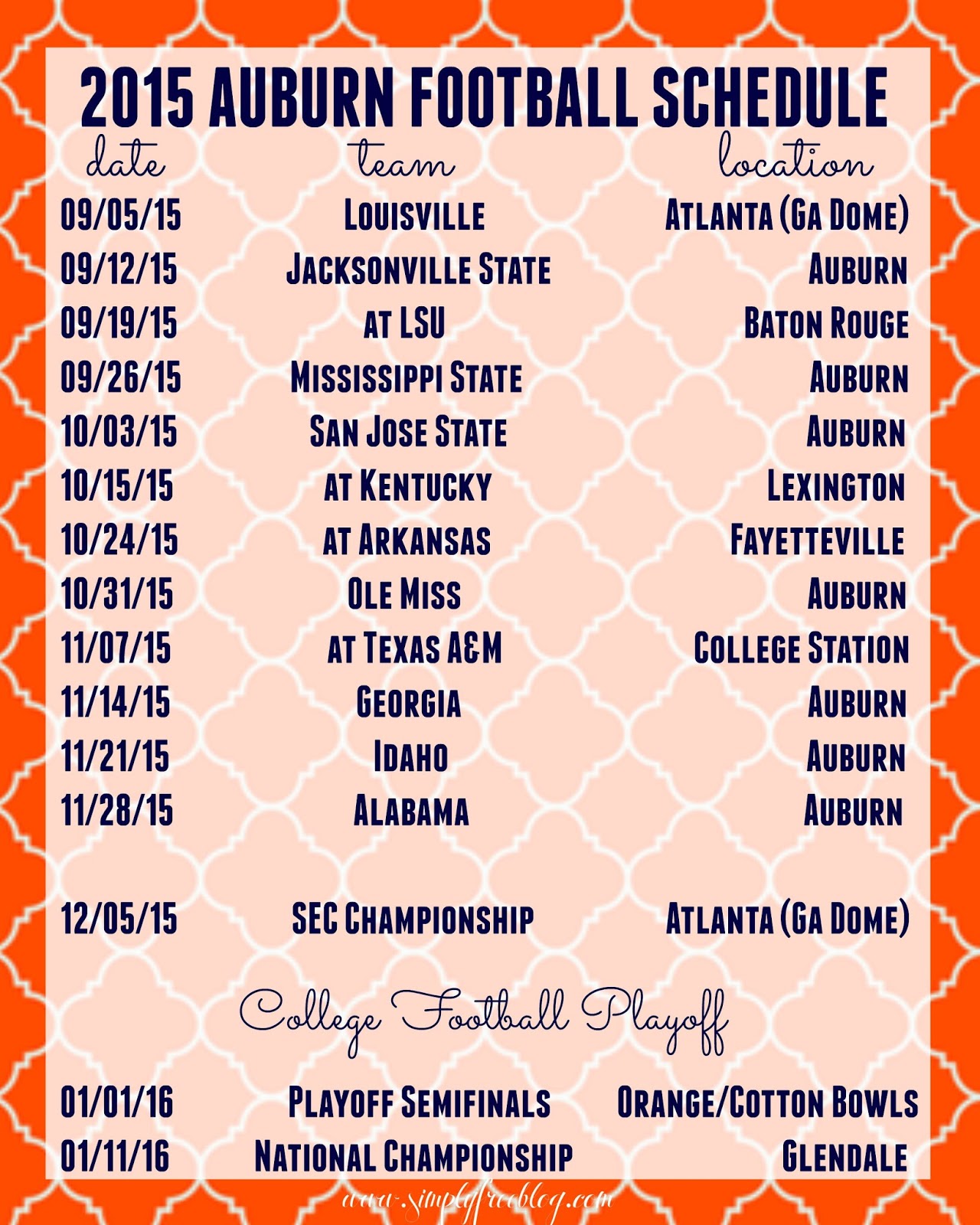 Auburn Football 2024 Schedule Printable