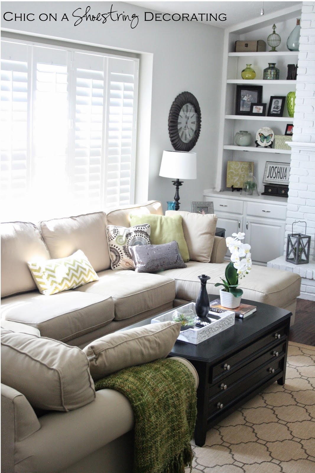 living room makeover by Chic on a Shoestring Decorating blog