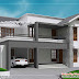 Contemporary sloping  roof home design - 3010 Sq. Ft.