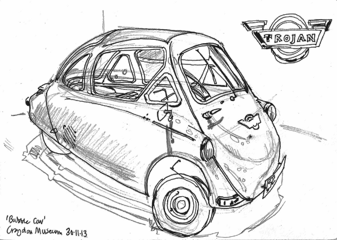 lineandwash Bubble Car