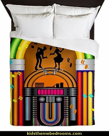 Jukebox Jam Duvet-fun 50s theme bedding 50s bedroom ideas - 50s theme decor - 1950s retro decorating style - 50s diner - 50s party decorations - 1950 bedding - 50s telephone - retro diner furniture - vintage advertising wall decals - Cadillac Wall Shelf - Elvis Presley - booth dinette decor - Rock and Roll 50s bedroom ideas - 50s theme decor - 1950s retro decorating style - 50s diner - 50s party decorations - 1950 bedding - 50s telephone - retro diner furniture - vintage advertising wall decals - Cadillac Wall Shelf - Elvis Presley - booth dinette decor - Rock and Roll