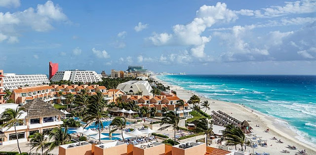 landscape of hotel building from above on the Cancun beaches landscape of hotel building from above on the Cancun beaches